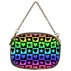 Rainbow Stars And Hearts Chain Purse (one Side) by ArtistRoseanneJones