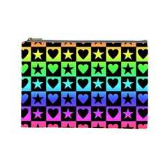 Rainbow Stars And Hearts Cosmetic Bag (large) by ArtistRoseanneJones