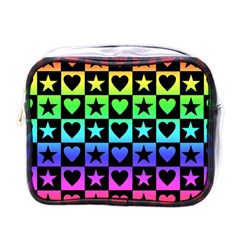 Rainbow Stars And Hearts Mini Travel Toiletry Bag (one Side) by ArtistRoseanneJones