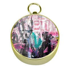 Graffiti Grunge Love Gold Compass by ArtistRoseanneJones