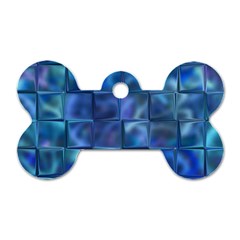 Blue Squares Tiles Dog Tag Bone (one Sided) by KirstenStar