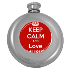 Keep Calm And Love Music 5739 Hip Flask (round) by SuperFunHappyTime