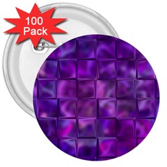 Purple Squares 3  Button (100 pack)