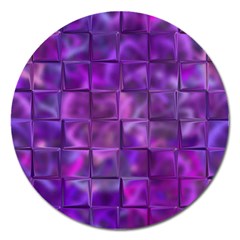 Purple Squares Magnet 5  (Round)