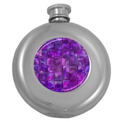 Purple Squares Hip Flask (Round)