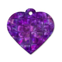 Purple Squares Dog Tag Heart (One Sided) 