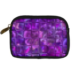 Purple Squares Digital Camera Leather Case