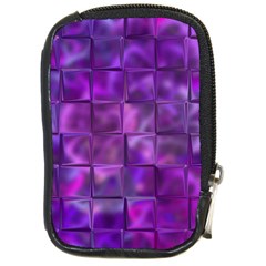 Purple Squares Compact Camera Leather Case