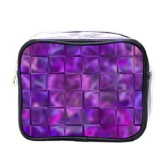 Purple Squares Mini Travel Toiletry Bag (One Side)