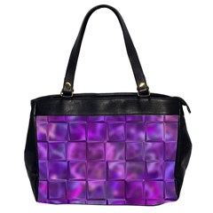 Purple Squares Oversize Office Handbag (Two Sides)