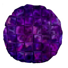 Purple Squares Large 18  Premium Round Cushion  by KirstenStar