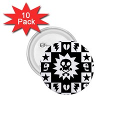 Goth Punk Skull Checkers 1 75  Button (10 Pack) by ArtistRoseanneJones