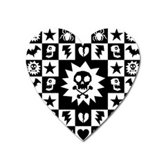 Goth Punk Skull Checkers Magnet (heart) by ArtistRoseanneJones