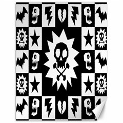 Goth Punk Skull Checkers Canvas 12  X 16  (unframed) by ArtistRoseanneJones