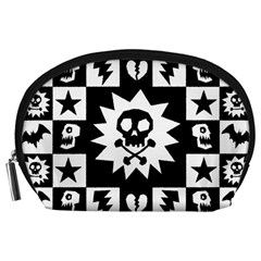 Goth Punk Skull Checkers Accessory Pouch (large) by ArtistRoseanneJones