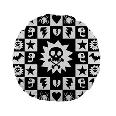 Goth Punk Skull Checkers Standard 15  Premium Flano Round Cushion  by ArtistRoseanneJones