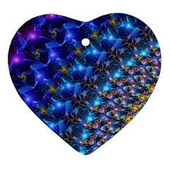 Blue Sunrise Fractal Ornament (Heart)