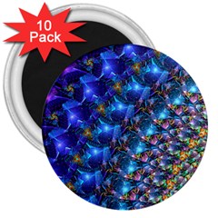 Blue Sunrise Fractal 3  Magnet (10 pack)