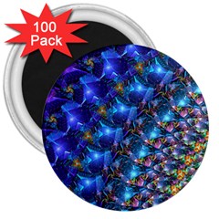 Blue Sunrise Fractal 3  Magnet (100 pack)