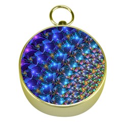 Blue Sunrise Fractal Gold Compass by KirstenStar