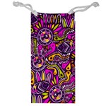 Purple Tribal Abstract Fish Jewelry Bag Front