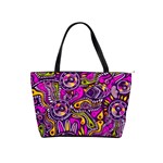 Purple Tribal Abstract Fish Large Shoulder Bag Front