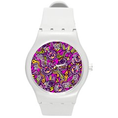 Purple Tribal Abstract Fish Plastic Sport Watch (medium)