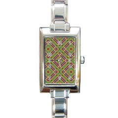 Multicolor Geometric Ethnic Seamless Pattern Rectangular Italian Charm Watch by dflcprints