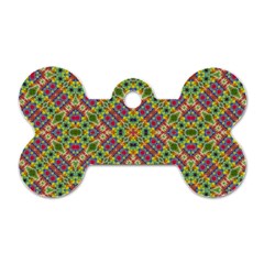 Multicolor Geometric Ethnic Seamless Pattern Dog Tag Bone (one Sided) by dflcprints