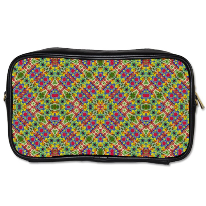 Multicolor Geometric Ethnic Seamless Pattern Travel Toiletry Bag (Two Sides)