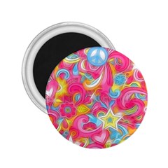 Hippy Peace Swirls 2 25  Button Magnet by KirstenStar