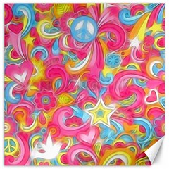 Hippy Peace Swirls Canvas 16  X 16  (unframed) by KirstenStar