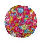 Hippy Peace Swirls Standard 15  Premium Flano Round Cushion  Front