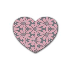 Pink Flowers Pattern Heart Coaster (4 Pack) by LalyLauraFLM