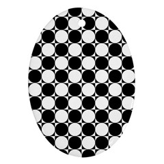 Black And White Polka Dots Oval Ornament (two Sides) by ElenaIndolfiStyle