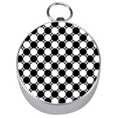 Black And White Polka Dots Silver Compass