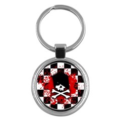 Emo Skull Key Chain (round) by ArtistRoseanneJones