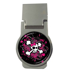 Girly Skull And Crossbones Money Clip (round)