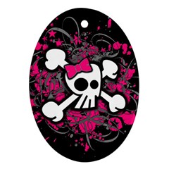 Girly Skull And Crossbones Oval Ornament (two Sides)