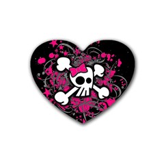 Girly Skull And Crossbones Drink Coasters 4 Pack (heart) 