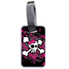 Girly Skull And Crossbones Luggage Tag (two Sides) by ArtistRoseanneJones