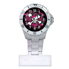 Girly Skull And Crossbones Nurses Watch by ArtistRoseanneJones