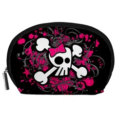Girly Skull And Crossbones Accessory Pouch (large)