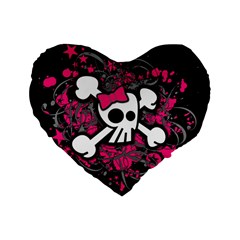 Girly Skull And Crossbones Standard 16  Premium Flano Heart Shape Cushion 