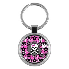 Pink Bow Skull Key Chain (round)