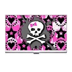 Pink Bow Skull Business Card Holder