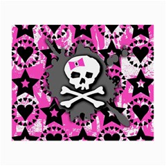 Pink Bow Skull Glasses Cloth (small, Two Sided) by ArtistRoseanneJones