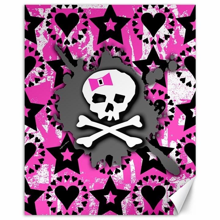 Pink Bow Skull Canvas 11  x 14  (Unframed)