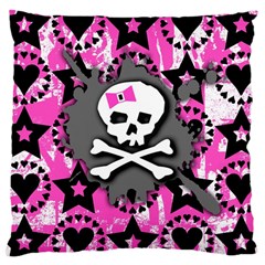 Pink Bow Skull Large Cushion Case (single Sided) 