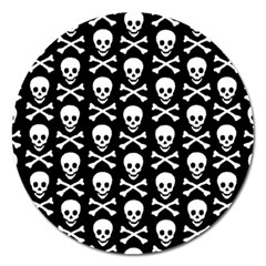 Skull And Crossbones Pattern Magnet 5  (round) by ArtistRoseanneJones